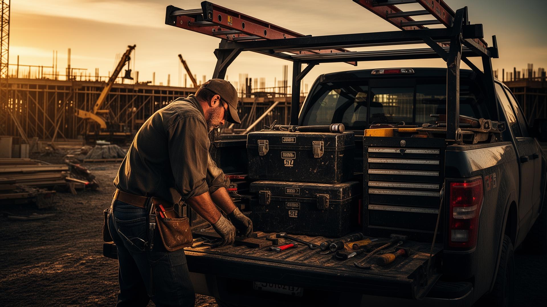 Contractor with truck and tools